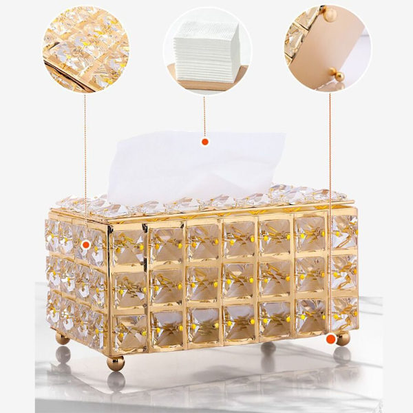 Crystal Tissue Box Cover Koristepaperilaatikko KULTA Gold