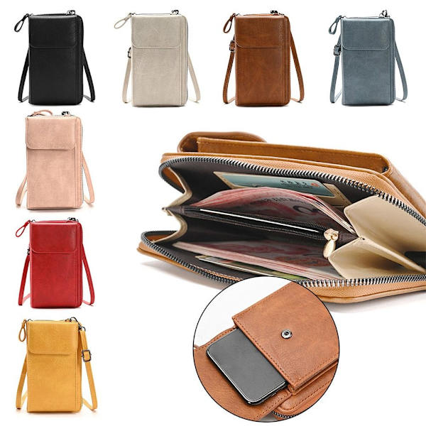 Clutch Wallet Crossbody nahkalaukku RUSKEA Brown