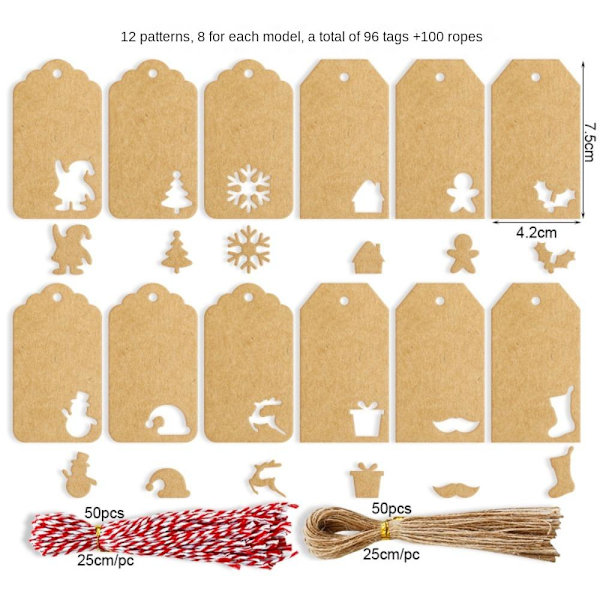 48/96/144 kpl Lahjatarrat Lahjapaketointi 48 KPL TAGIT 48 KPL TAGIT 48pcs tags