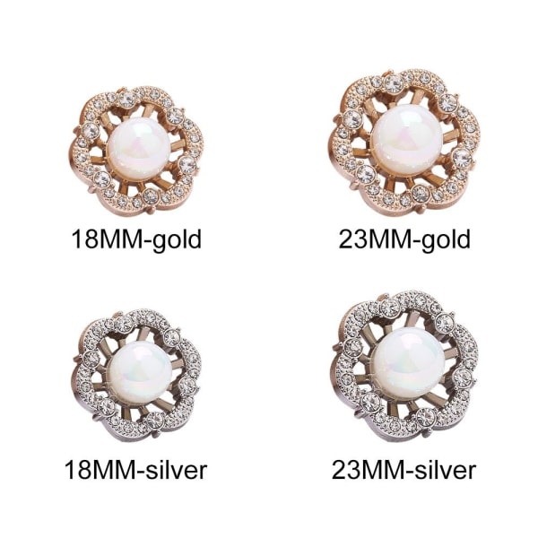 Rhinestone Pearl Knapper Skjorte Knapper SØLV 18MM5STK 5STK silver 18MM5pcs-5pcs