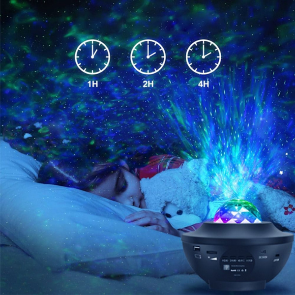 Stjernehimmel projektorlys Galaxy Star Natlampe Musiklampe