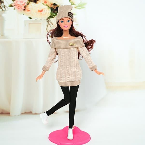 1 Set Dolls Housut Talvivaatteet Neulepuserot HARMAA Grey