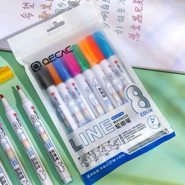Double Line Outline Pen Marker Pen 8-COLOR 8-COLOR 8-Color