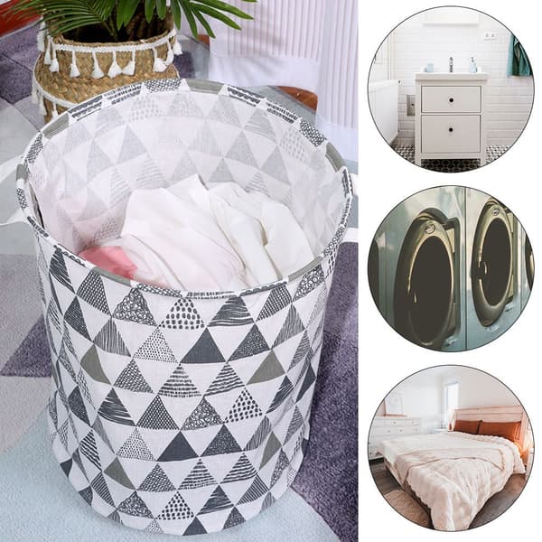 Sammenfoldelig Vasketøjskurv Home Organizer GRÅ TREKANT GRÅ Gray Triangle
