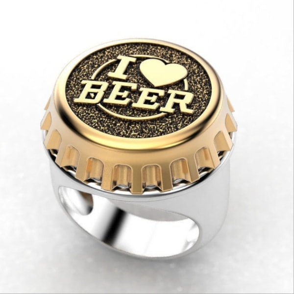Beer Bottle Cap Ring I Love Beer Ring SILVER 10 Silver 10