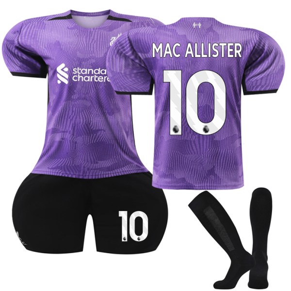 2023-2024 Liverpool Udebanefodboldtrøje Kit Nr. 10 Mac Allister (Børn) 28
