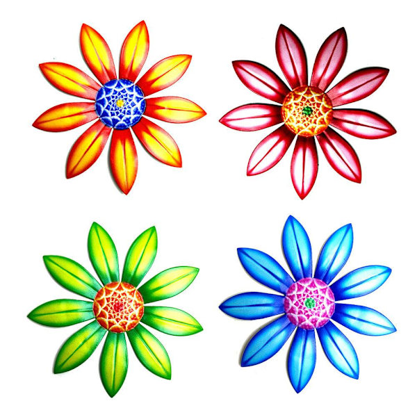 Staket prydnad metall blomma BLÅ blue