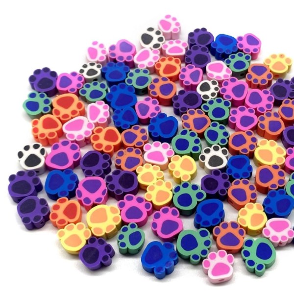 200 STK Dog Paw Polymer Clay Beads Håndlagde Polymer Clay Beads