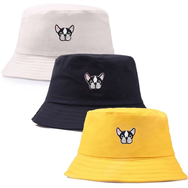 Bucket Hat Hund Broderad GUL yellow