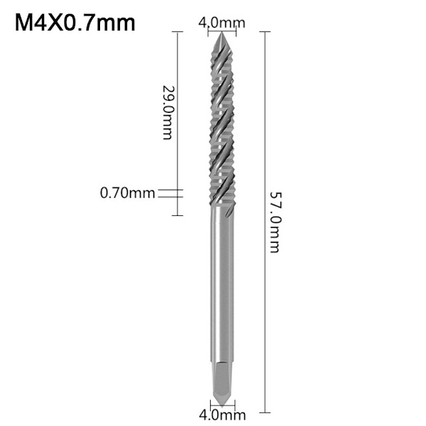 Tappbor Skaft Tappborkroner M4X0.7SPIRAL SPIRAL M4X0.7spiral