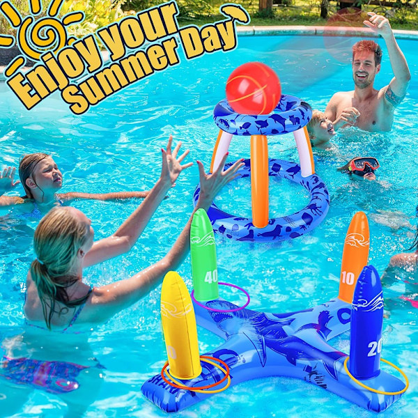 Uppblåsbar Ring Kasthylsa Spel Flytande poolleksaker SET-2 Set-2