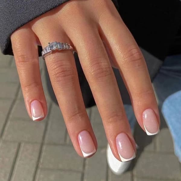 24 kpl False Nails Short Square French W397