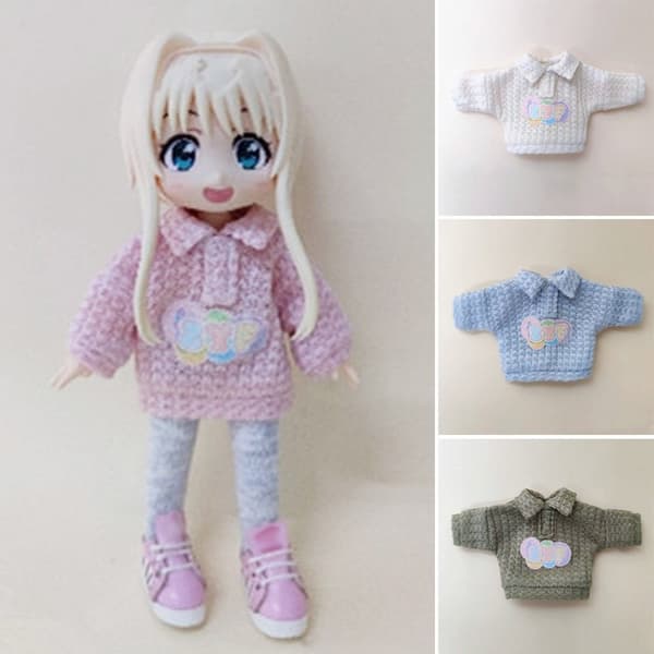 Mini strikket genser 1/12 Doll Cardigans HVIT White