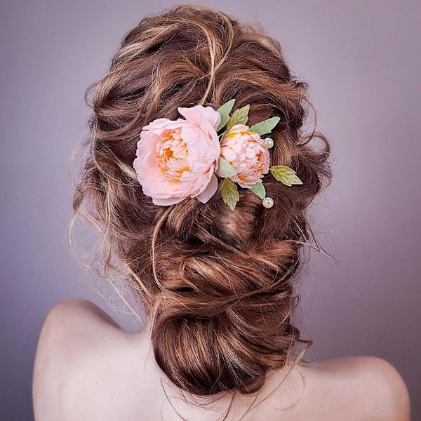 Flower Hair Clip Pearl Floral Hair Pins PURPLE Purple