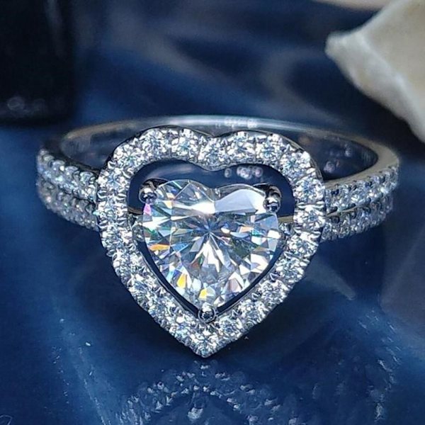 Zirconia Peach Heart Ring Alloy Ring NO.8 No.8