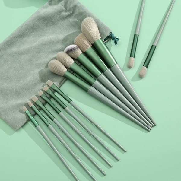 13 stk Makeup Brush Set Make Up Tools GRØNN green