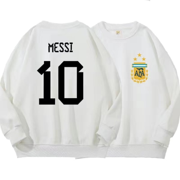 Messi Argentina plysch hoodie 2022 World Cup vinnartröja white 3XL