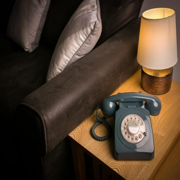Vintage Rotary Dial Phone Retro Style fast telefon GRÅ Grey