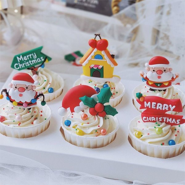1/5 STK Christmas Cake Toppers Glædelig jul 7 7 7