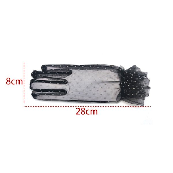 2 Stk Dot Print Tyl Handske Sort Hvid Mesh Handske 3 3 3