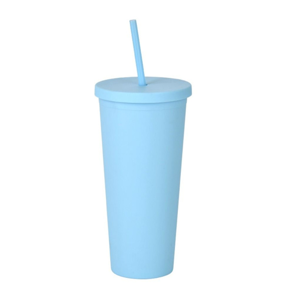 Kaksikerroksinen Skinny Tumbler muovinen Forsted-vesipullo LIGHT Light Blue