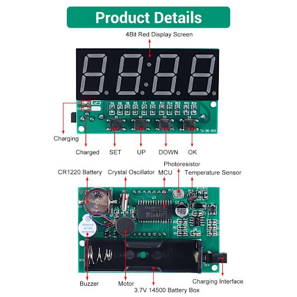 Elektronisk klocksats 4-siffrig digital DIY-klocksats DIY-larm