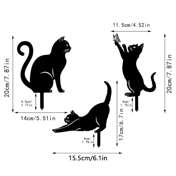 Kattmetallstatyer Trädgårdsprydnader C C C