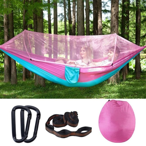 Utendørs Camping Hengekøye Double Person Sleeping Swing ROSA pink