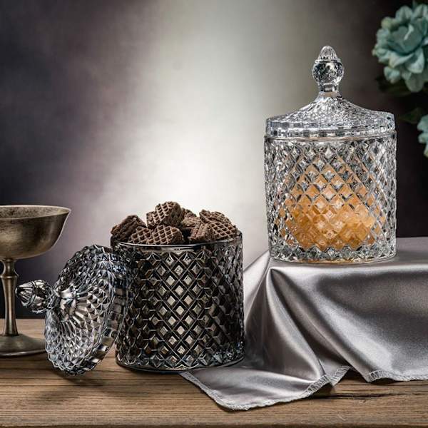 300/600 ML Glas Opbevaring dåse Diamant Candy Box TRANSPARANT transparent 600ml-600ml