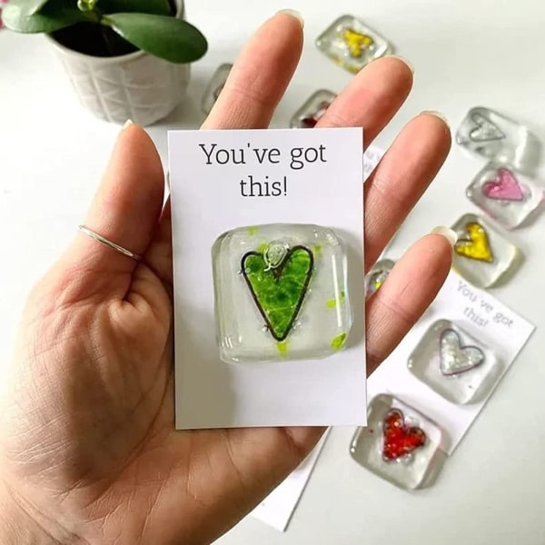 Resin Heart Pocket Token Fused GRØN Green