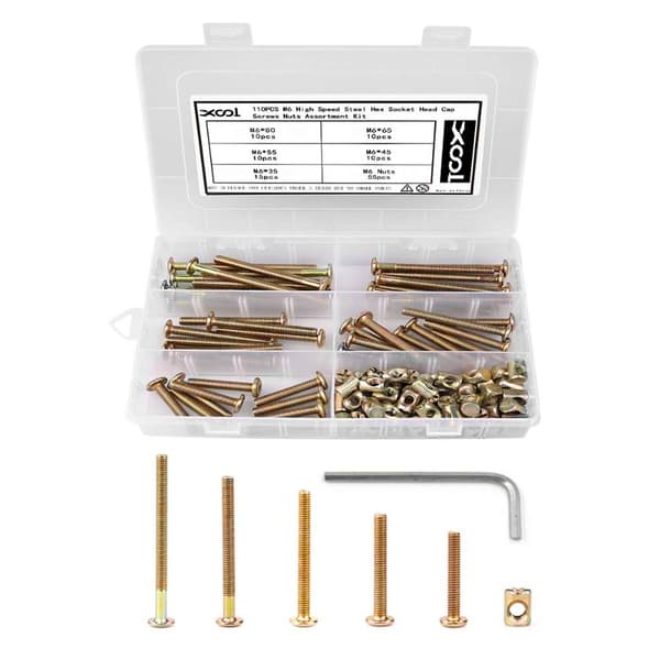 110 STK Hex Socket Head Cap Skruer Muttere Bolter Muttere Kit