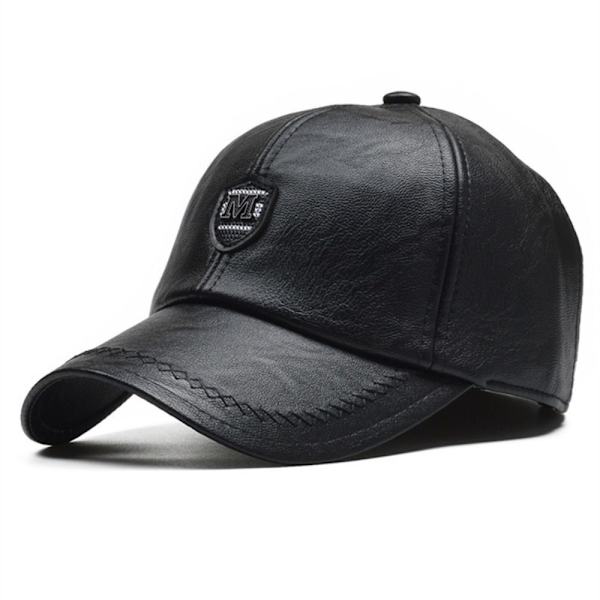 Læder Baseball Caps Termo Hatte SORT black
