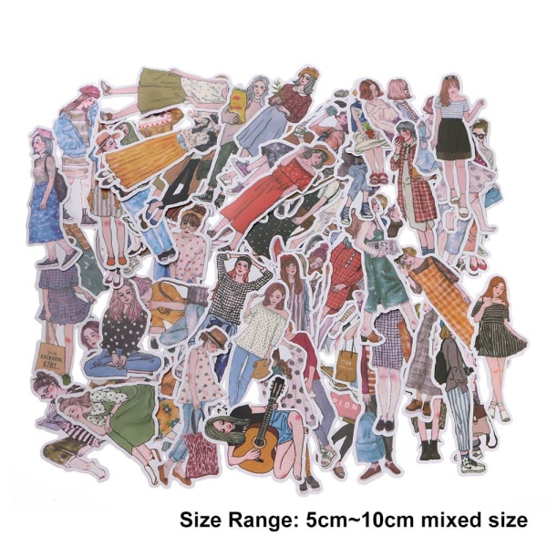 100/171 ST Mori Girls Stickers Cartoon Silhouette Paster