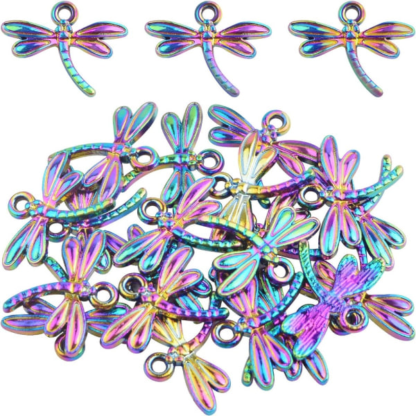 30 Stk Farverige Dragonfly Charms Flyvende Dyr Vedhæng Søde