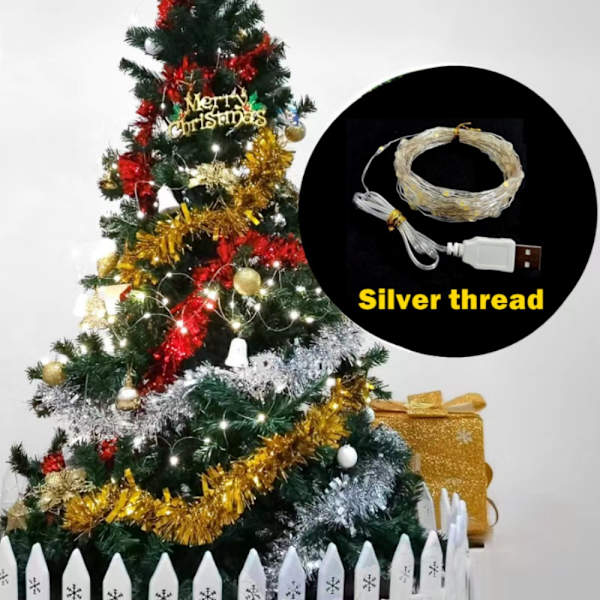 5M LED String Lights Koppar Silver 3 3 3