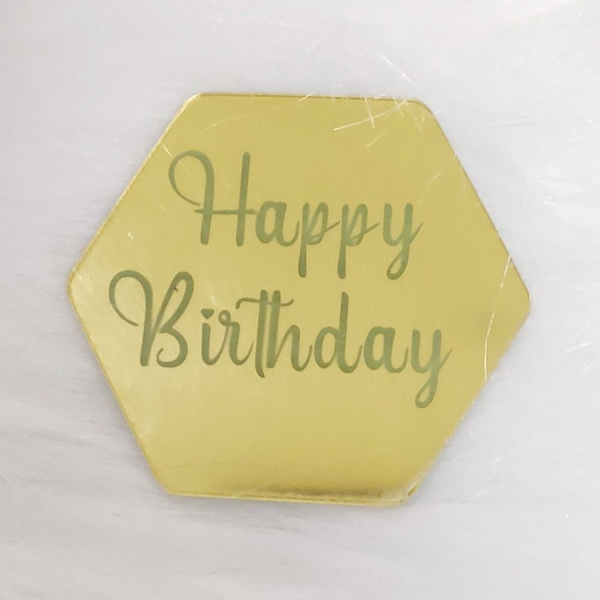 10st Cake Top Flagga Cupcake Topper GULD HEXAGONAL HEXAGONAL Gold Hexagonal-Hexagonal
