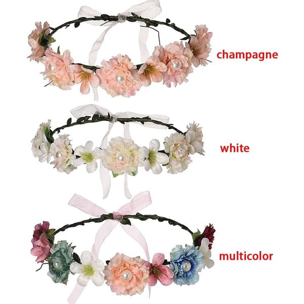 Blomster pannebånd Garland Crown HVIT white