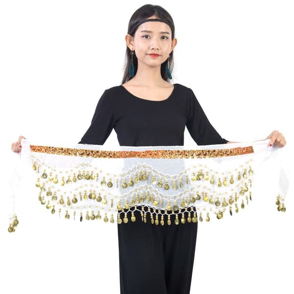 Magdansbälte Höftscarf VIT White