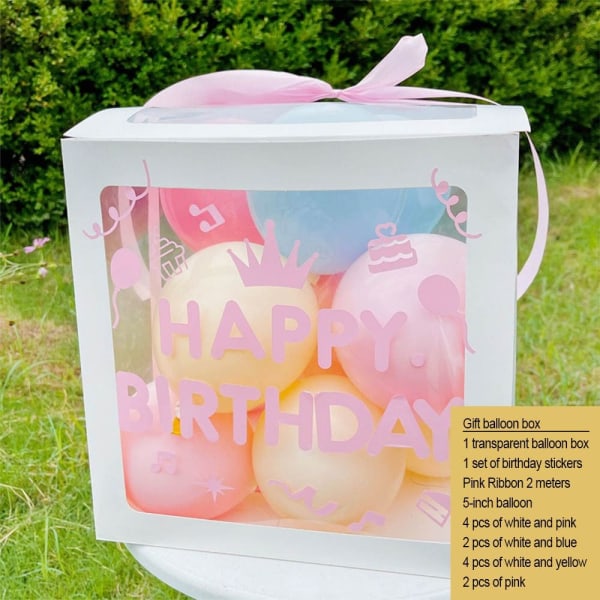 Bursdagsballongboks Transparent Box STIL 3 STIL 3 Style 3