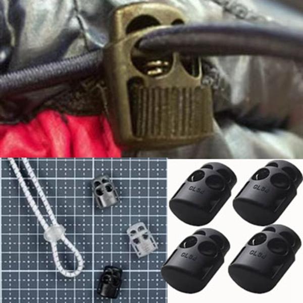 4 stk. Tactical Cord Lock Toggle Stopper SORT Black
