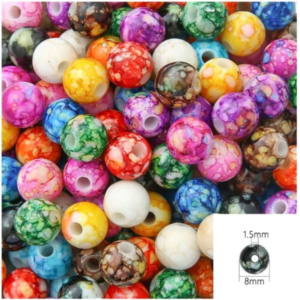 200 Stk Akrylperler Runde Kugle Løse Perler