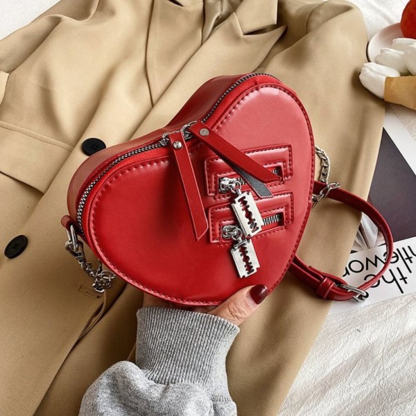 Hjärtformad handväska Hjärta Crossbody-väska RÖD red 42a3 | red | Fyndiq