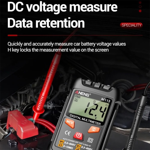 Digital Multimeter Spændingsmåler SORT Black