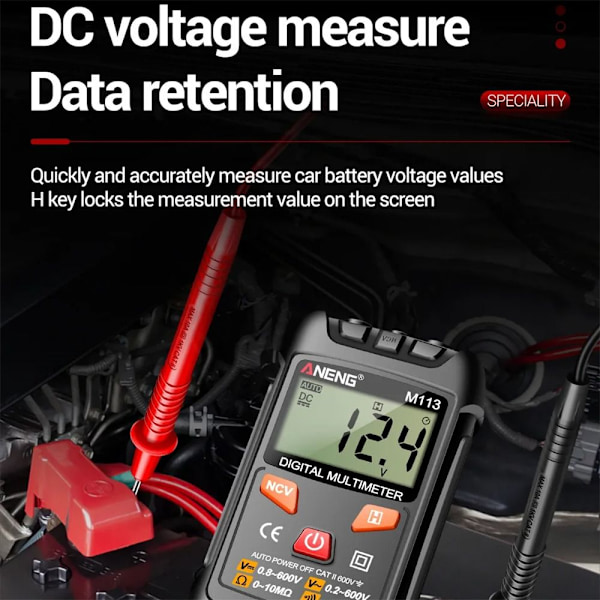 Digital Multimeter Spenningsmåler SORT Black