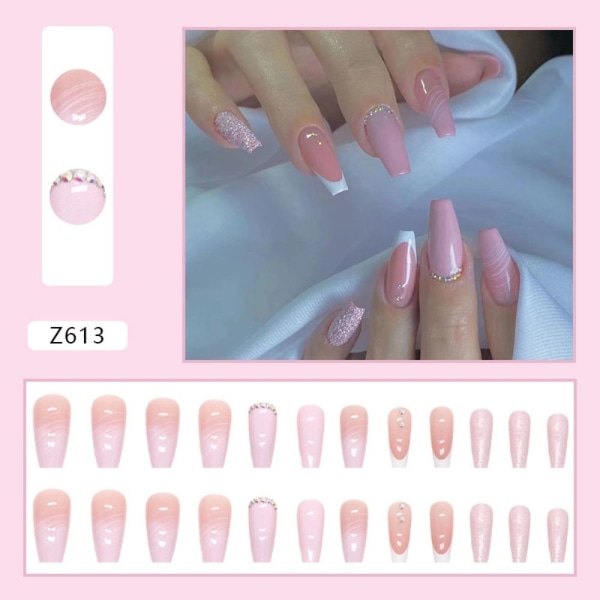 24 kpl Fake Nails pitkät ranskalaiset Z608 Z608 Z608