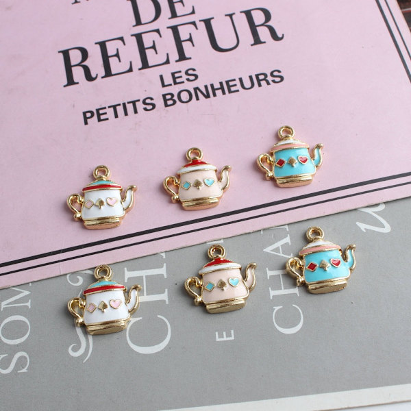 30 STK Emalje tekande Charms Kaffe Te Kedel Pot Charms Legering