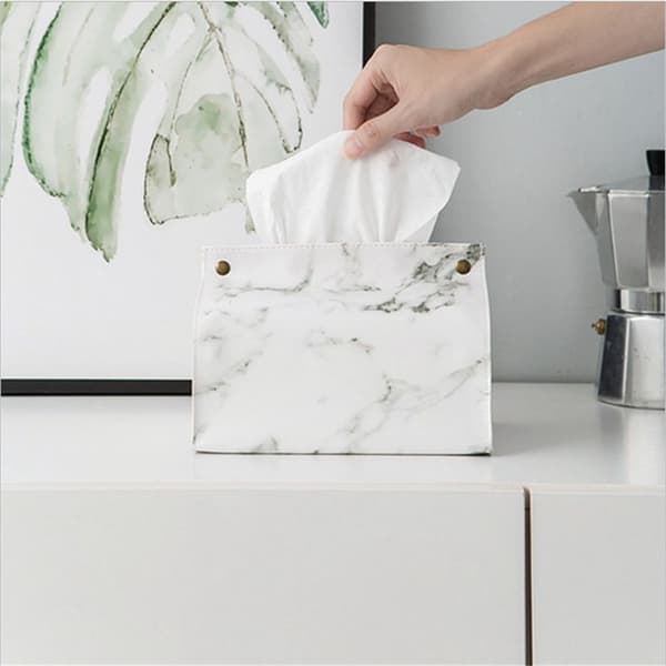 Marble Pattern Tissue Box Vävnadshållare VIT white