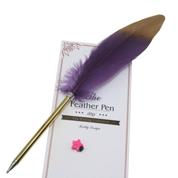Guld Spray Feather Kuglepen Feather Pen SORT Black