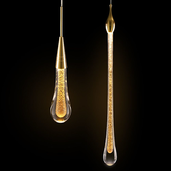 Vesipisarat Crystal Long Line LED-riippuva lamppu YKSI PÄÄ One head