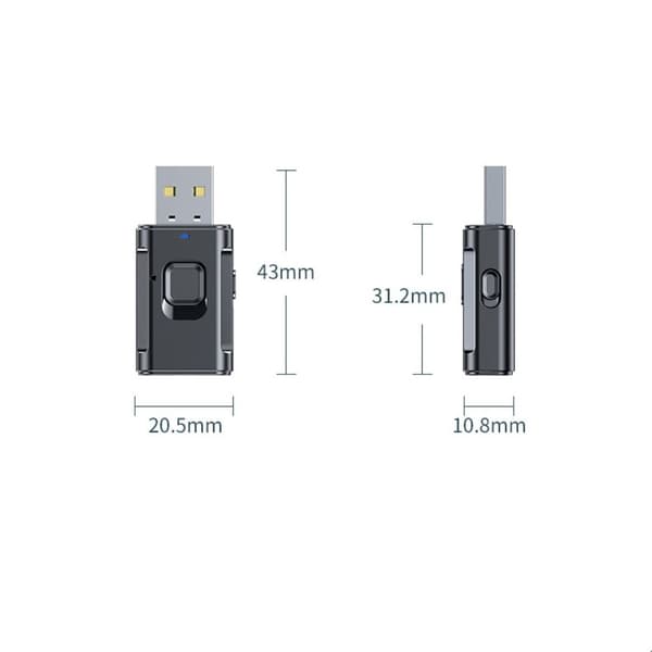 Audiovastaanotin lähetin Bluetooth 5.0 black